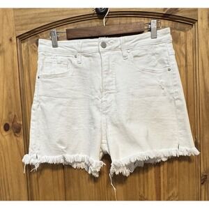 Risen Jeans Women's Size L White Denim Cutoff Shorts Frayed Hem‎ Casual Summer